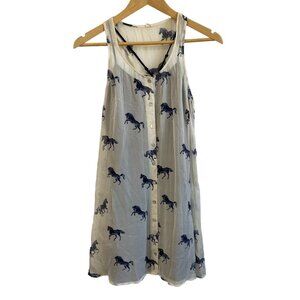 Quiksilver Collection Dress Tunic Womens X-Small Silk Equestrian Print Button Up